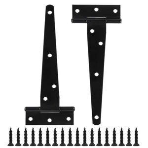 2 Stück 6 Zoll T Gurt Scharniere, Schuppentür Tor Scharniere, Schwerlast Schwarz Outdoor... - Bild 1 von 8