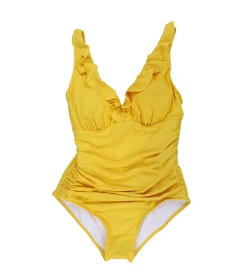 DKNY Women's Ruffle Plunge Underwire One-Piece Swimsuit 14 - Image 1 of 2