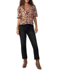 Sanctuary Sheer Puff Sleeve Blouse Floral Neutral Button Down Sm NWT $89 (36) - Picture 1 of 12