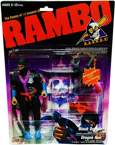 RAMBO S.A.V.A.G.E., Black Dragon Figure, Vintage 1985/86 Collectible, New! MOSC! Cover