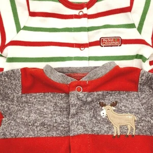 2 Carter's Infant My First Christmas Sleepers SZ 3 Month Pajamas Baby Sleepwear - Picture 1 of 11