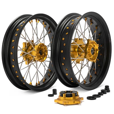 For Suzuki Supermoto 17"x3.5/4.25 Wheels Gold Hub Cush Drive Kit DR650SE 1996-24 — 第 1/4 张图片