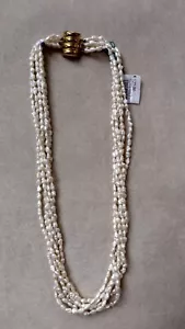 Collana torchon di perle di fiume con chiusura in argento 925 dorato - Foto 1 di 1