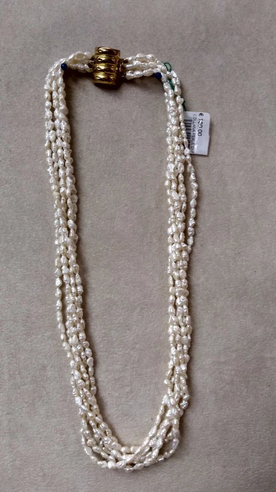 Collana torchon di perle di fiume con chiusura in argento 925 dorato - Immagine 1 di 1