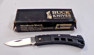 Vintage BUCK Knife USA 425BK Mini Buck Black POCKET KNIFE 3" Unused with Box - Picture 1 of 13