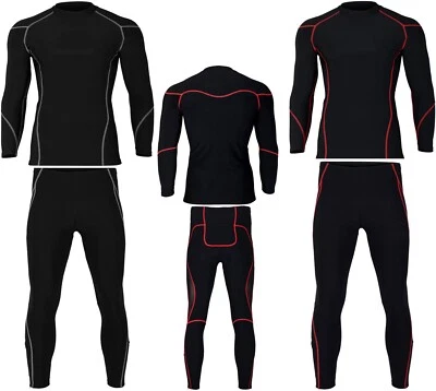 MENS COMPRESSION SUIT THERMAL BASE LAYER CYCLING MOTORBIKE WINTER TOP & LEGGINGS - Image 1 of 4