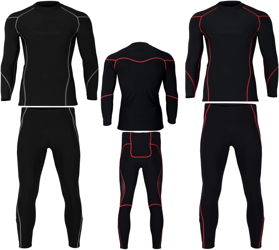 MENS COMPRESSION SUIT THERMAL BASE LAYER CYCLING MOTORBIKE WINTER TOP & LEGGINGS - Image 1 of 4