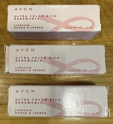 New Vintage AVON Lipstick Lot 💄 3 Lipsticks 💋 Breast Cancer 🎀 Old Stock - Image 1 of 3