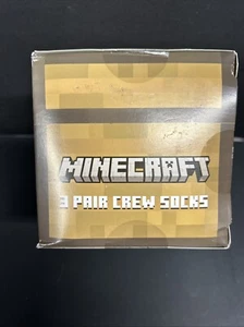 New Minecraft Creeper Enderman Box 3 Pairs of Socks Shoe Size 8-12  - Pkg Wear - - Picture 1 of 16