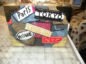 VTG Purse PREZZO CIGAR BOX PURSE Beaded Sequined Cities of The World NEW W/ TAG - Picture 1 of 11