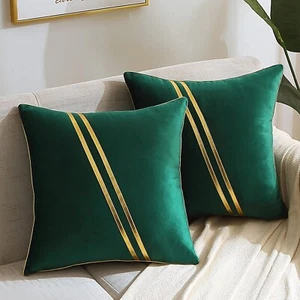 WACOMECO Set of 2 Gold Throw Pillow Covers - Soft Decorative Luxury Velvet Cushi - Picture 1 of 6