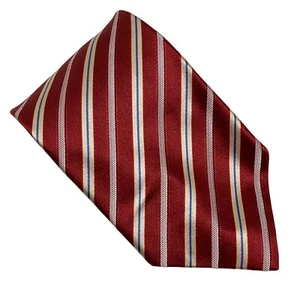 Corbata para hombre Ermenegildo Zegna diseñador 3,50" roja seda azul blanco a rayas - Imagen 1 de 4