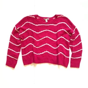 Autumn Cashmere Wave Stripe Sweater Womens XS Pink White Silk Pullover Crew Neck - Picture 1 of 11