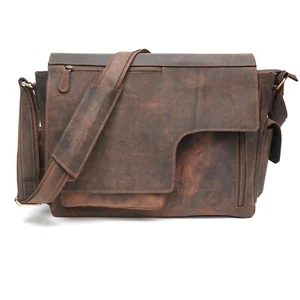 Handmade Leather Crossbody Messenger Bag for Men & Women Laptop Shoulder Bag - Picture 1 of 17