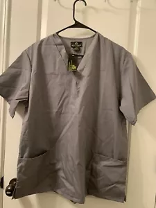 1pc Natural Uniforms Adult Scrub Top V-Neck Nurse Medical Size Medium Gray - Picture 1 of 7