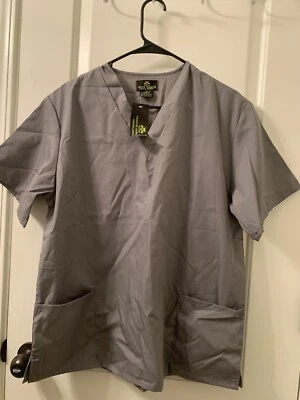 1pc Natural Uniforms Adult Scrub Top V-Neck Nurse Medical Size Medium Gray - Image 1 of 4