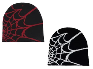 Strickmütze mit modernem Spinnennetz Design Spiderman Winter Herbst Mütze - Bild 1 von 3