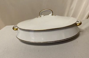 #173B Alte Abtei Limoges Frankreich weiß bedeckt Servierschale mit Goldrand gut - Bild 1 von 16