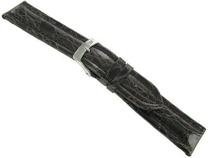 22mm Morellato Dark Brown Genuine Crocodile Padded Stitched Mens Watch Band 992 - Picture 1 of 3
