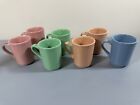 Set Of 7 Vintage Homer Laughlin Hlc Print Coffee Mugs Cups Usa Pink Green Blue
