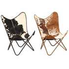 Butterfly Chair Genuine Goat Leather Black and White Home Sleeper Seat vidaXL