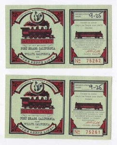 Paar Ticket Stubs, California Western Skunk Line, 1989 Steam Run Mikado #45 - Bild 1 von 1
