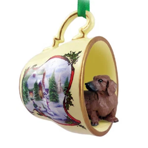 Dachshund Christmas Ornament Teacup Red - Picture 1 of 1