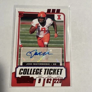 2021 CONTENDERS DRAFT COLLEGE TICKET AUTO JOSH IMATORBHEBHE ILLINOIS Red - Picture 1 of 1