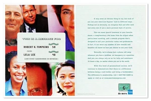 Tarjeta American Express servicio personalizado vintage 1998 anuncio de revista de 2 páginas - Imagen 1 de 6