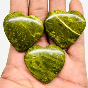 3 Pcs Natural Unakite 34.5-35mm Huge Heart Shape Loose Cabochon Gemstones Lot - Picture 1 of 8