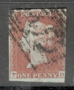GB Victoria - SG 8- 1d Red - Imperf - Used 3 MARGINS - SCOTS CANCEL - Picture 1 of 1