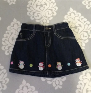 Gymboree Girls Denim Skirt With Snowmen - Picture 1 of 7
