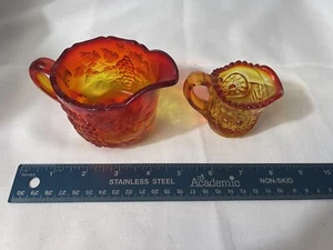 Vintage Sunset Carnival Glass Set of Two 2 Creamers RARE LOOK - Picture 1 of 8