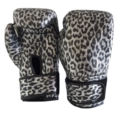 Guantes de Boxeo Muay Thai Entrenamiento Ahorro Velco Pulgar Sintético Nuevo Leopardo Foto 1 de 4