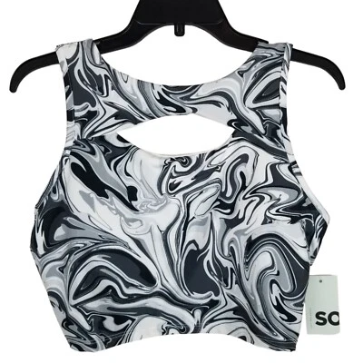 SO Womens Juniors Large Sporty Cutout Black & White Bralette NWT MSRP $ 24.00 - Image 1 of 4