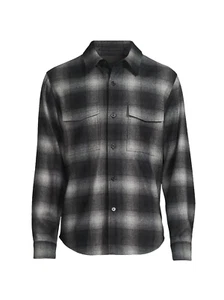 $395 NWOT Theory Mens Garvin Gray Black Plaid Wool Shirt Jacket Shacket Size XL - Picture 1 of 8