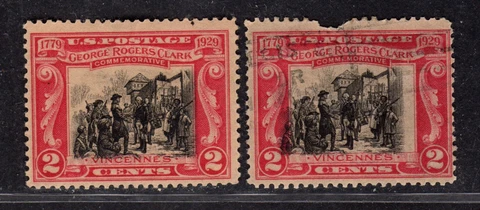 Perfectly Flawed US 1929 EFO 2c SN 651 Used Error - Dramatic Vignette Shift Left Cover