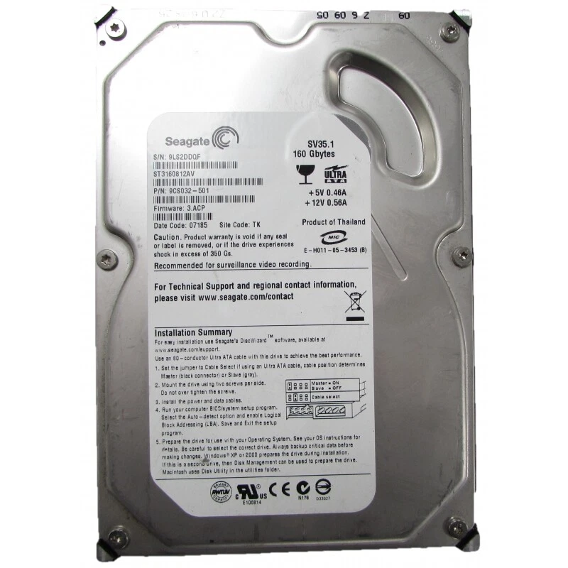 ST3160812AV Seagate SV35.1 160GB 7200 RPM 3.5" IDE PATA HDD Internal - Image 1 of 1