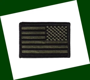 HOOK/LOOP United States US flag 3"x2" stars right black green patch police - Picture 1 of 1