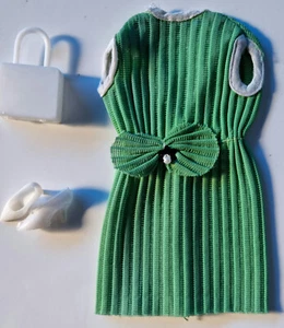 Petra Mode 1969 Plasty Vintage Outfit Kleid #6 Stockholm seltene Variante grün - Bild 1 von 2