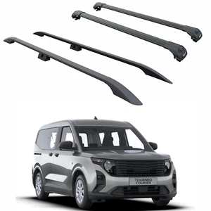 For Ford Courier 2023-2025 Roof Side Rails and Roof Racks Cross Bars Alu Black - Picture 1 of 8