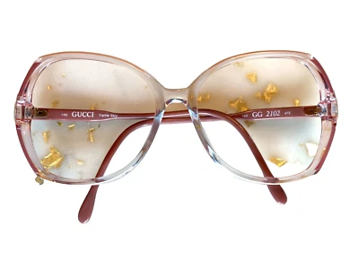 Monturas de gafas GUCCI rosa melocotón 2102 47E 57-17-140 ITALIA de colección de gran tamaño años 80 Foto 1 de 4