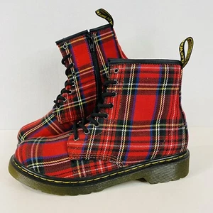Dr Martens 1460 TARTAN J boots 8-eye 3 US - 2UK - 34EU Red Plaid - Picture 1 of 8