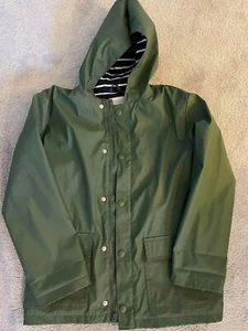 EUC XL (14) Gymboree BOY Olive Green Hooded Raincoat Anorak Jacket Coat - Picture 1 of 4