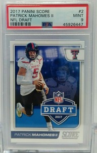 Patrick Mahomes II 2017 Panini Score # 2 rookie PSA 9 Mint super hot rc invest $