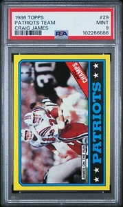 1986 TOPPS #29 PATRIOTS TEAM LEADERS PSA 9 MINT CRAIG JAMES ONLY 34 HIGHER - Picture 1 of 2