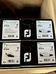 NEW FJ FootJoy Traditions Spiked Golf Shoes Lady 7M 97928, 97911 - Picture 1 of 6