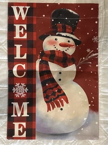 Bandera de jardín de Navidad muñeco de nieve y bienvenida 12 x 18 pulgadas doble cara nuevo - Imagen 1 de 2
