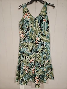 Hilo Hattie grünes Sommerkleid klein Hawaii Blumen tropisch Urlaub Strand - Bild 1 von 6