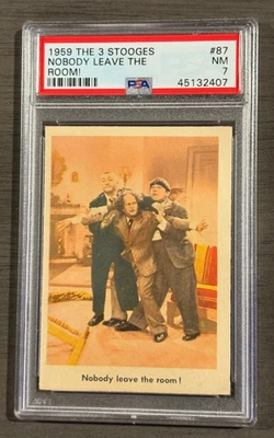 1959 The Three 3 Stooges #87  Nobody Leave The Room   PSA 7 NM - Image 1 of 2